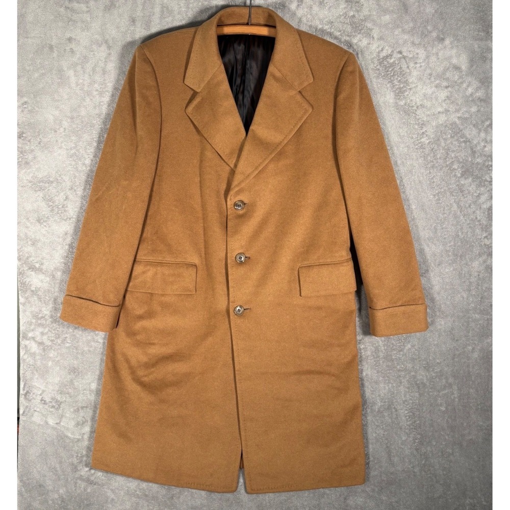 Vintage 50s/60s‎ Hudson's Men's Store Size 44 Camel Tan Wool Blend Overcoat